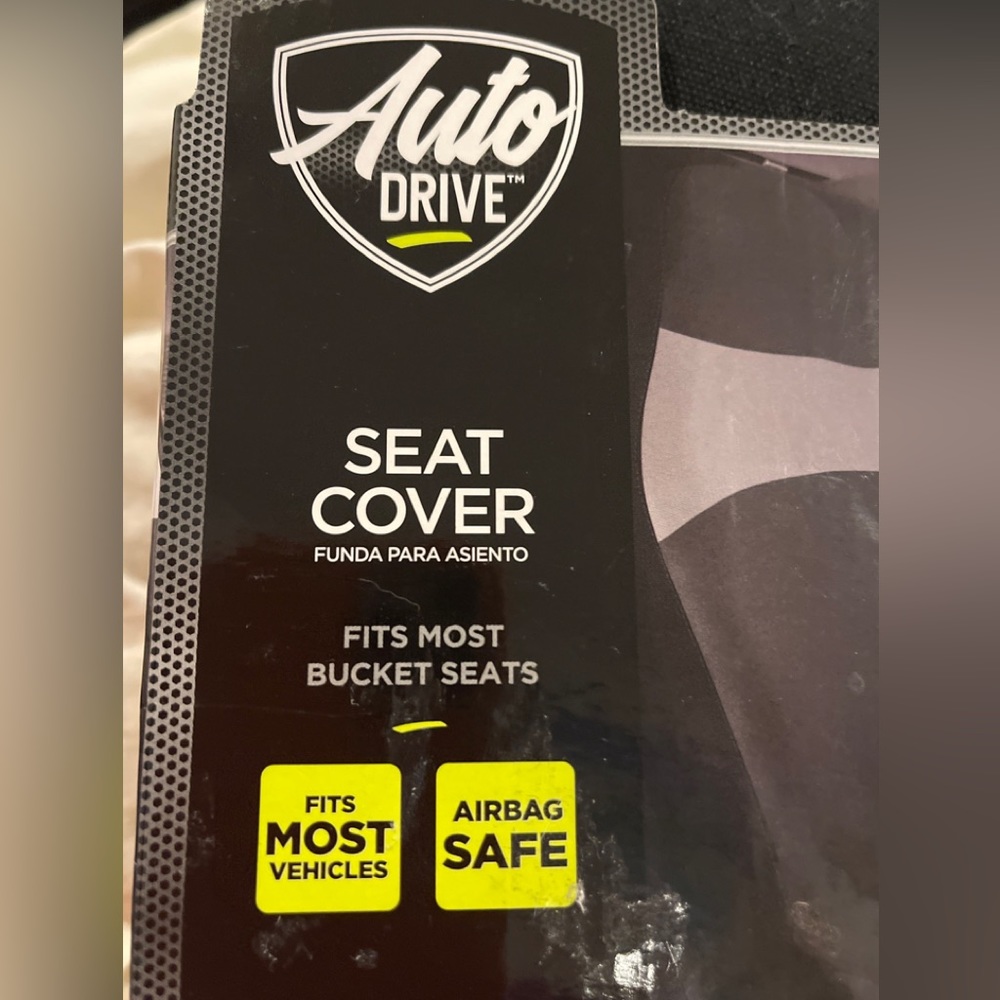 AUTODRIVE CAR SEAT COVER FITS MOST BUCKET SEAT VEHICLES, BLACK & GRAY New In Box